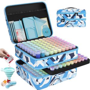ARTDOT 240 Slots Storage Container for Diamond Art Kits for Adults,Portable Bead Storage Boxes for Diamond Painting Accessories and Tools (Blue)