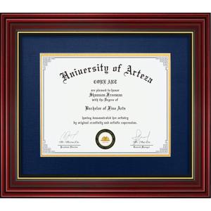 CORE ART Diploma Frame Display 11x14 Documents with Mat or 15x18 Pictures without Mat, Real Wood Wall Frame with Tempered Glass(Cherry Red) (15x18 for 11x14, Cherry Red - Navy)