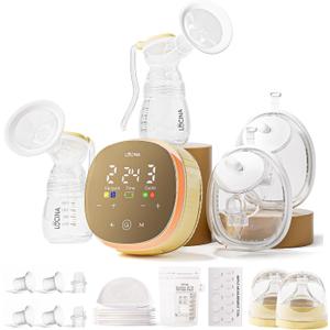 Hands-Free Wearable Breast Pump, Hospital-Grade Breastfeeding Pump, 4 Modes & 9 Levels, Double Portable Electric Milk Pumps with 4400mAh Strong Battery, LCD Display & Night Light, 2-Pack