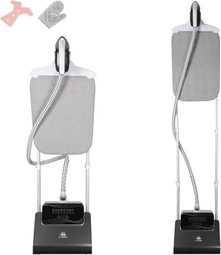 1500W Standing Clothes Steamer with Adjustable Ironing Board, 90 Min Steam Time, 8 Steam Levels, 2.5L Tank - Professional Garment Steamer