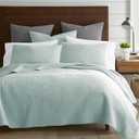 Levtex Home Cross Stitch Reversible King/Cal King Quilt Set (106x92in) and 2 Pillow Shams (36x20in) - Stitch Texture -Blue - Cotton King Size Quilt Bedding Set - Lightweight Soft Pre-Washed