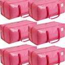 6 Pack Extra Heavy Duty Large Moving Bags with Comfortable Handle & Strong Zipper, Storage Totes for Space Saving Moving Storage College Supplies Alternative to Moving Box, Pink