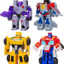 Transformers Toys Heroes vs Villains 4-Pack, Autobot and Decepticon 4.5-Inch Action Figures, Preschool Robot Toys for Kids Ages 3 and Up