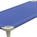 Acrimet Nap Cot for Kids, Portable Toddler Child Bed, Stackable, 52" L (Stainless Steel Tubes) (Blue Breathable Mesh Fabric - Gray Feet) (1 Pack)