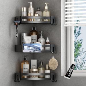 VOLPONE 3-Pack Black Triangle Shower Caddy, 3-Tier Corner Shelves, Rustproof Shower Storage Rack, Drill Free Wall Mount Shower Organizer, 40lbs Load Capacity VOLPONE 3-Pack Black Triangle Shower Caddy, 3-Tier Corner Shelves, Rustproof Shower Storage Rack, Drill Free Wall Mount Shower Organizer, 40lbs Load Capacity