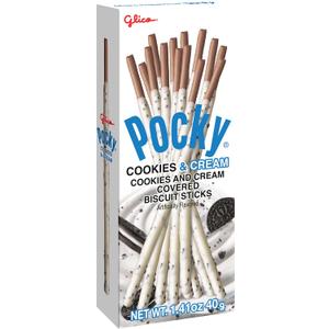Glico Pocky Cookies And Cream Covered Biscuit Sticks, Artificially Flavored, 1.41 Ounces (Pack Of 20) Best By 02/19/27