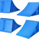 4Pack Wheel Chocks for RV Trailer Non Slip Heavy Duty Blue Camper Wheel Chocks with Handle for Easy Removal Polypropylene Wheel Stoppers for Cars Campers Trucks Rvs