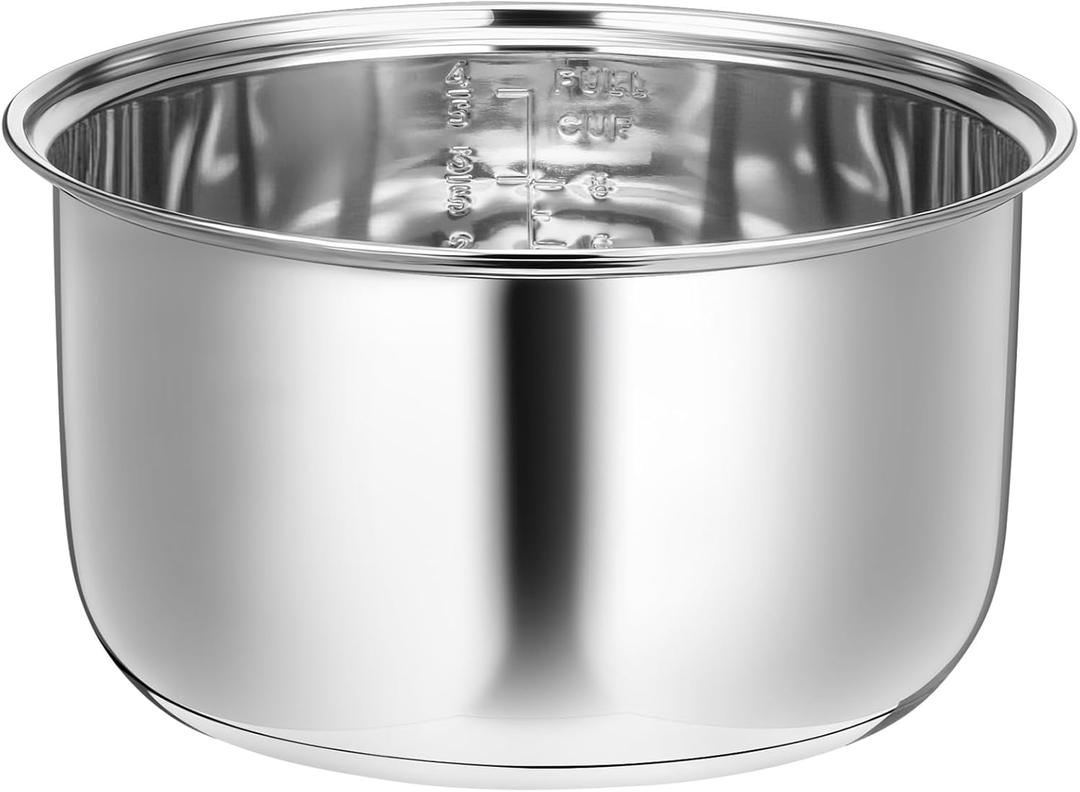 304 Stainless Steel Rice Cooker Inner Pot, Inner Bowl, Non-stick Replacement Pot, Durable & Universal Fit for Multi-cookers, Even Heating for Delicious Rice(4 L) (4.2 Quarts)