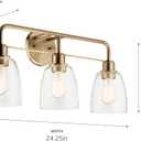 Kichler Meller 24.25" 3-Light Bathroom Vanity Light Fixture with Clear Glass Shades in Champagne Bronze for Mirror or Powder Room (24.25" W x 11.25" H x 7" D) 55102CPZ