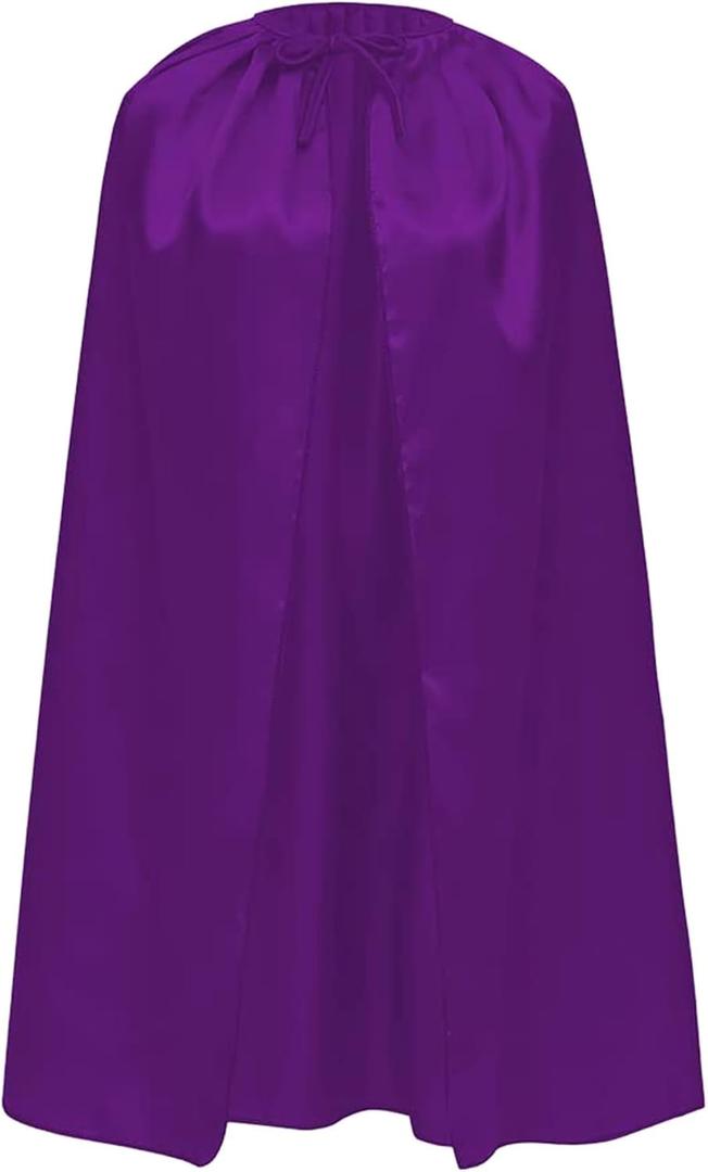 Costume Cape for Adults and teenager Satin Cloak for Cosplay Halloween, Carnival, Superhero, Birthday Party (Purple)