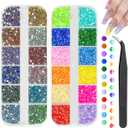 qiipii 24 Color 2mm Small Resin Rhinestones for Bedazzling Crafting SS6 Tiny Flatback Stones Colorful AB Jelly Craystal Gems Diamonds Charms for Nails Eyes Face Makeup Tumblers Bottles Crafts Shoes