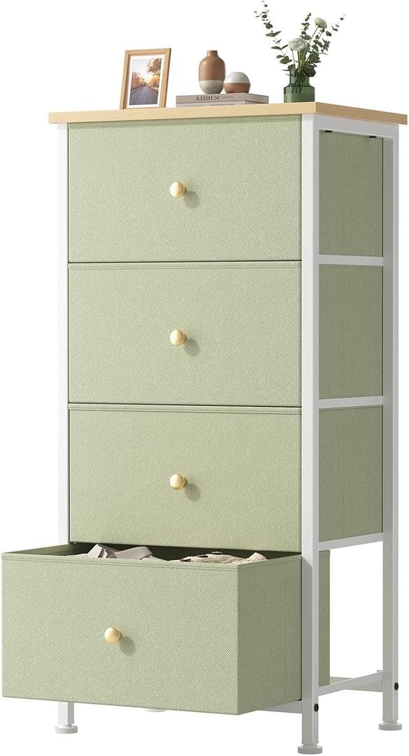 Sweetcrispy Dresser for Bedroom, 4 Drawer Storage Cabinet, Tall Nightstand, 17.7"D x 11.8"W x 37"H