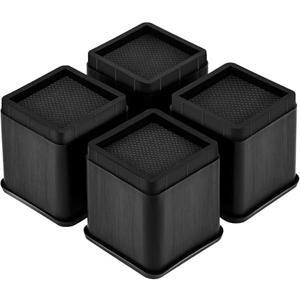 MCXYEM Adjustable Bed Furniture Risers Elevation in Heights Heavy Duty Risers for Both Posts Furniture Sofa Bed Couch Chair Table (Black 4 Pack, 4 Inch)
