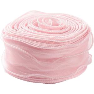 38 Yards 2 Inch Pink Sheer Ribbon Wired Transparent Organza Ribbon Sweet Rose Clear Silk Chiffon Mesh Yarn Ribbons for Sewing Making Crafts Gift Wrapping Valentine Wedding Bouquets Christmas