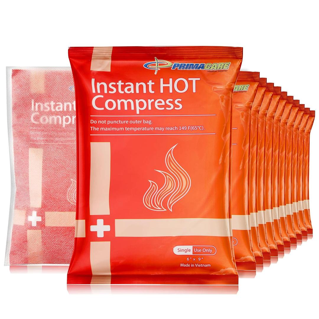Primacare PHP-69 Instant Hot Packs with Non-Woven Sleeves – Case of 24 (6" x 9") Disposable Heat Packs for Heat Therapy, Muscle Comfort, First Aid, Sports Medicine & Emergency Use