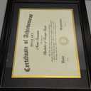 DOAI ART 8.5 x 11 Diploma Frame Classic Black Display 8.5x11-inch with Black Over Gold Mat or 11x14 Document &Certificate Without Mat, Gold Beads Hanging Hardware Included, Tabletop,  A Black Mat