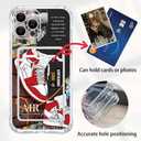 Basketball Shoes Clear Case Compatible with iPhone 14 Pro Max Case for Boys with Card Holder, Soft Off Silicone Cool Classic Sneakers Shockproof Card Slots White Cover