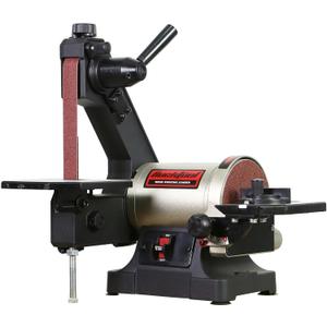 Bucktool 1x30 Inch Bench Belt Sander with 5 Inch Disc with Wrench Storage and Easy Belt Cover Off, 1/3HP Direct Drive Benchtop Belt Disc Sander