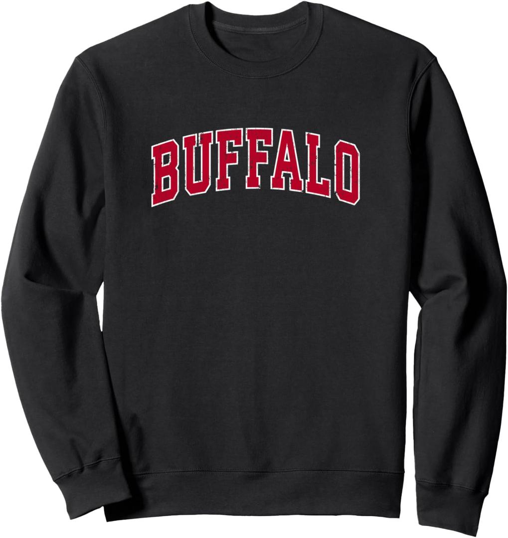 Buffalo New York NY Vintage Sports Design Red Design Sweatshirt, Size S