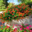 Grunyia 12 Bundles Artificial Flowers for Outdoors, UV Resistant Fake Flowers with Plastic Plants, Faux Flowers for Outside Window Box Front Porch Hanging Planter Decor(Orange Red)