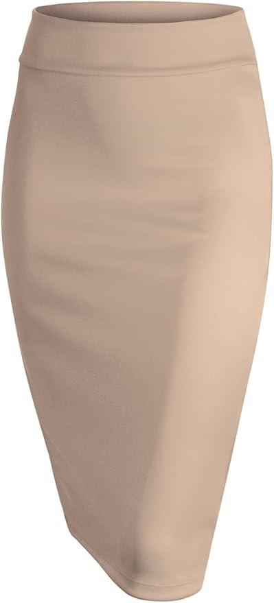 Made By Johnny Women's Premium Scuba Stretch High Waist Pencil Skirt Below Knee for Office Wear
  XL