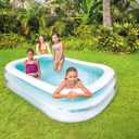 Intex 56483EP Inflatable 8.5' x 5.75' Swim Center Family Pool for 2-3 Kids, Backyard Splash Pool for Children 6+ Years Old, 198-Gallons, Blue & White