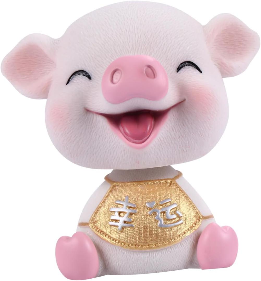 Toyvian 1pc Bobblehead Dashboard Pig Car Ornament Solar Waving Pig Car Dashboard Decor Interior Mini Decoration