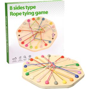 10-Piece Wooden Rope Untangling Puzzle GameKnot Logic Board Toy for Kids & Family, Multi-Level Brain Teaser to Develop Fine Motor Skills