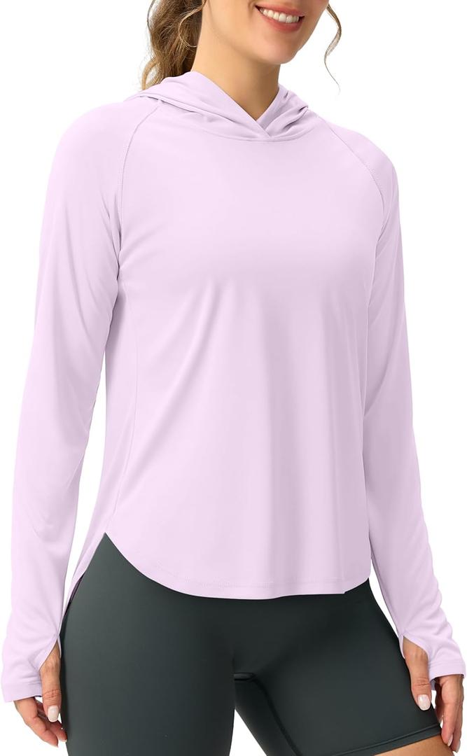Viodia Women's Sun Hoodie UPF 50+ SPF Rash Guard Long Sleeve Lightweight Quick Dry UV Shirts for Hiking Fishing Swim S