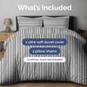 Duvet Cover Cal King Size Set - Extra Soft Cal King Duvet Cover 104" x 98" with 2 Pillow Shams - Hotel Luxury, Easy Care & Fade Free w/ Zipper Closures & Ties - Comfy, Cozy & Breathable (Grey Stripes), California King