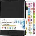 JUBTIC Undated Planner Weekly and Monthly Productivity Daily Planners Agenda Calendar to Do List Notebook A5 Organization Journal with Stickers Appointment Book for Time Management 2026 (Black)