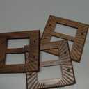 4 Pcs Walnut Wood Light Switch Cover Brown Outlet Covers Wall Plate Decorative Boho Plug Plate Vintage Rustic Contemporary Interior Room Home Decor (14.2 * 14cm,Double Decorator)