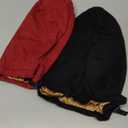 2 Pcs Adjustable Silk Hair Bonnet for Sleeping, Satin Lined Sleep Cap for Women and Men, Silk Hair Wrap Slouch Beanie. (Large-X-Large, Black & Red)