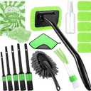 16 Pcs Windshield Cleaner Tool, Car Cleaning Kit with Various Detailing Brushes Set Spray Bottle Cleaner Towel Cleaning Gel Accessories Car Interior Detailing Kit for Windows Vents(Green)