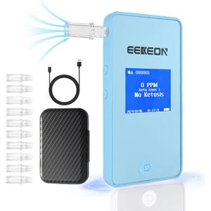 KetoTracker Ketone Breath Meter, Ketone Meter for Ketosis Monitoring, Breath Ketone Tester, No Strips Needed, 1-Button Management with 10pc Mouthpieces(Blue)