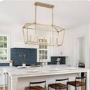 KEESFU Modern Farmhouse Chandelier for Dining Room，5 Light Golden Champagne Metal Dining Room Light Fixture,Adjustable Height Hanging Pendant for Kitchen Island, Dining Table, Gold