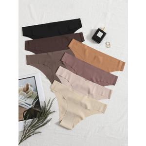 MEGCI Pack of 7 Solid No Show Panty Set (Multicolor, Small)