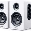 Sanyun SW208 3" Active Bluetooth 5.0 Bookshelf Speakers  60W Carbon Fiber Speaker Unit - Built-in 24bit DAC Dynamic 3D Surround Sound 2.0 Computer PC Monitor Gaming (Pair, White)