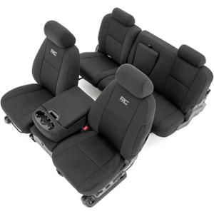 Rough Country Neoprene Seat Covers for Chevy Silverado & GMC Sierra 1500/2500HD (2007-2013) - Waterproof & UV Resistant, Foam Padded, Front & Rear Seat Cover Set