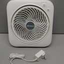 AMACOOL Table Fan, 12 inch Box Fan with 3 Adjustable Speeds & 8HRS Timer, 270 Pivoting Quiet Air Circulator, Desktop Fan for Bedroom Bathroom Kitchen Office, AC Adapter Included-White