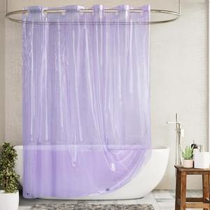 Barossa Design No Hook Clear Lavender Shower Curtain or Liner - Soft EVA 10G Extra Heavy Duty Shower Curtain with 3 Magnets for Bathroom, Standard Size 71" x 74", Clear Lavender