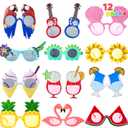 JOYIN 12 Pcs Hawaiian Luau Party Sunglasses, Summer Pool Party Decorations, Tropical Glasses for Girls Hawaiian Outfit, Cool Party Favors & Theme Supplies