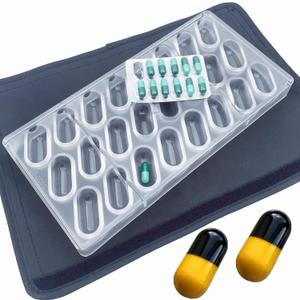 24 Cups 1.6Inch Large Capsule Shape Oval Chocolate Mold Polycarbonate Bonbon Chocolate DIY Mould Truffle Candy Making Tool Tray Oval Chocolate Bomb Mold