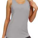 Mippo Womens Long Workout Tops Racerback Athletic Yoga Tank Pilates Shirts (Beige, M)