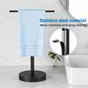 Hand Towel Stand, Stainless Steel Hand Towel Holder Rack for Bathroom Countertop, 16.5Inch Adjustable Retractable T-Shape Free Standing Hand Towel Rack for Bathroom Kitchen Countertop, Matte Black