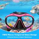 Snorkeling Gear for Adults, Dry Top Snorkel Mask Set, Diving Scuba Mask, Swimming Goggles with Nose Cover, HD Tempered Glass Panoramic Swim Freediving Anti-Leak Anti-Fog Travel Packages, One Size