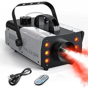 Fog Machine 1200W Smoke Machine 6000CFM & 6 LED RGB Lighting with Remote for Christmas Halloween Wedding Stage Stage DJ Disco Party Stage