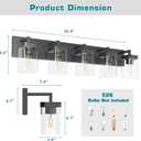 Bathroom Vanity Light, Square Design 5 Lights Morden Bathroom Lighting Fixtures Over Mirror, Black Vanity Light for Living Room/Bedroom