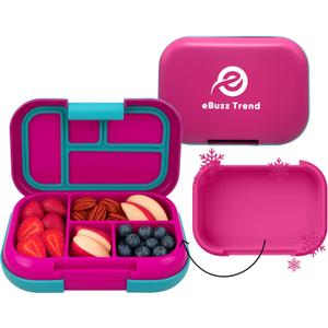 Bento Box Built in Ice Pack, Leakproof Lunch Containers with 4 Compartments - BPA Free, Microwave & Dishwasher Safe - Portable Lunch Box Perfect Size for Work and Travel - Pink