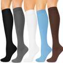 Wide Calf Compression Socks for Women & Men - 5 Pairs Plus Size 15-20 mmHg Graduated Knee High Compression Socks for Travel, Nurses, Pregnant Women, Running, Hiking & Everyday Wear (XL, Multi-colors)